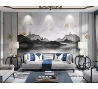 Creativo Montagne Laghi Alberi Alci 3D Carta Da Parati Facile Installare Mobili Sfondi Ufficio Divano Camera Letto Sfondo Decorazione Murale-150cm×105cm