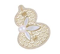Creativo Perle Accento Hollow Zucca Design Rame Spilla Pin Leggero Confortevole Usura Quotidiana Accessorio Rame Calabash Pin per le Donne, One Size, come descritto