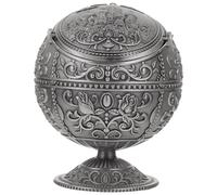 Creativo Posacenere con Coperchio a Forma di Globo in Metallo | Stile Retrò, Funzione Antiodore, Contenitore per Cenere e Mozziconi, Ornamento da Tavolo