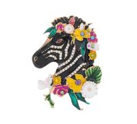 Creativo smaltato zebra spilla fiore alla moda intarsiato con diamanti, a forma di animale petto fiore accessori abbigliamento femminile abbigliamento quotidiano, Misura unica, Lega di acciaio,