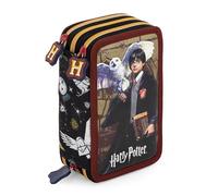 Creativolution - Astuccio Scuola 3 Zip Completo Riempito 44 Pezzi con Pennarelli Giotto e Pastelli Mina 4mm - Per Harry Potter Fan - Prodotto Ufficiale, Personaggio in Rilievo 3D e Cerniera H