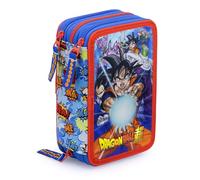 Creativolution - Astuccio Scuola Completo 3 Zip Riempito con 44 Pezzi con Pennarelli Giotto e Pastelli 4mm - Per i fan di Dragon Ball - Prodotto Ufficiale - Logo stampato 3D