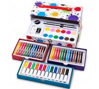 CREATIVON | Set Artistico 54 Pezzi | Kit Disegno Completo con Acquerelli, Pennarelli, Pastelli Cera, Matite Colorate | Valigetta Regalo Creativa Scuola