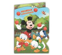 Creativ'World 190874 - Biglietto di compleanno con adesivi Disney Mickey Mouse Minnie Riri Fifi Loulou Duck Mele Frutteto - Con busta blu 12 x 17,5 cm