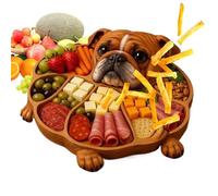 Creatlve - Vassoio da portata in legno a forma di cane, espositore per alimenti a più scomparti, decorativo a tema animale, accessorio da tavolo in legno per carne, frutta, formaggio, feste