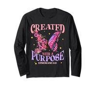 Creato con Uno Scopo Cristiano Farfalla Floreale Gesù Maglia a Manica