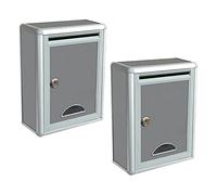 CreatoHundreds 2x Cassette Postali Ferro Cassaposta Cassaposta Verticale Cassaposta Chiudibile Porta Chiave Robusta Antiruggine Perfetta per Uso Esterno, Grigio,