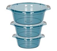 CreatoHundreds Set di 3 Bacinelle per Il Lavaggio, Bacinelle per Il Bucato E Contenitori con Manici, Realizzate in Robusto PP per Cucina, Lavanderia E Casa, Blu