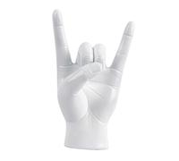 CreatoHundreds Statua con Gesto Della Mano Rock, Segno Della Mano, Arte Creativa Moderna, Artigianato, Statuetta con Gesto Musicale, Scultura Della Mano per Caffè in, Sinistra Bianca