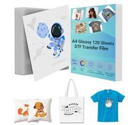 Creatorally DTF Transfer Film, Fogli DTF A4 Pellicola Transfer Carta Transfer Termoadesiva in Pet Bifacciale per Tutte Le Stampanti a Getto D'Inchiostro (Lucido, 120 Fogli)