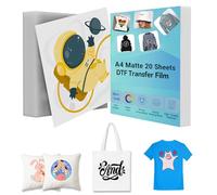 Creatorally DTF Transfer Film, Fogli DTF A4 Pellicola Transfer Carta Transfer Termoadesiva in Pet Bifacciale per Tutte Le Stampanti a Getto D'Inchiostro (Opaca, 20 Fogli)