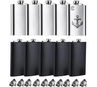 Creatorally Fiaschetta Tascabile, Fiaschette Tascabili Personalizzabile da 8oz, Acciaio Inossidabile e Nero Opaco 10 Pezzi, Incidibile Come Souvenir Nozze Portatile con Imbuto Uomini Donna, Whisky