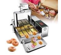 Creatore di ciambelle commerciale con display digitale, costruzione in acciaio inossidabile, spessore regolabile, tramoggia 5.5L, uscita 360 pezzi/h, flip automatico per una produzione efficiente di