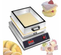 Creatore elettrico per soufflé e pancake con display digitale, controllo della temperatura e dell'ora, 1500 W, in acciaio inossidabile e rame puro, copertura flip in vetro per uso domestico e bar