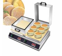 Creatore elettrico per soufflé e pancake con display digitale, controllo della temperatura e dell'ora, 1500 W, in acciaio inossidabile e rame puro, copertura flip in vetro per uso domestico e bar