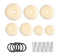 Creatore per pane ciambella, insieme di 7 pezzi, oro a forma di anello, con 10 clip a forma di U, 5 corde elastiche per capelli.