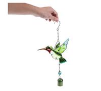 CreatsGoss Scacciapensieri fatto a mano a forma di uccello, ornamento vintage da appendere per parete, finestra e porta, campanelle decorative da giardino con suono naturale