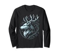Creatura Ombra Lupo e Cervo formano Simbolo Mistico Notturno Maglia a Manica