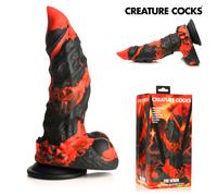 Creature Cocks Fire Demon Dildo Mostruoso Demoniaco in Silicone Nero e Rosso
