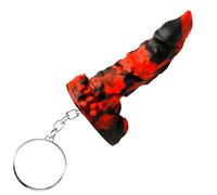 CREATURE COCKS Fire Demon - Portachiavi in silicone per principianti, uomini, donne e coppie, divertente e carino, mini dong fantasia, metallo senza nichel e silicone di alta qualità, bandiera il tuo