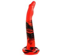 CREATURE COCKS King Cobra - Dildo in silicone per uomini, donne e coppie, lungo 35,6 cm, solido e flessibile, forte base di aspirazione, dildo fantasy, silicone senza ftalati, 1 pezzo, colore rosso