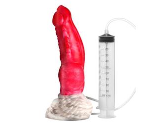 CREATURE COCKS Resurrector Phoenix Squirting Silicone Dildo for Men, Women & Couples. Fantasy Creature. Strong Suction Cup Base & Stimulating Textures, 2 pezzi, rosso e bianco.