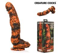 Creature Cocks Sabertooth Dildo Curvo di Tigre in Silicone Arancione e Nero