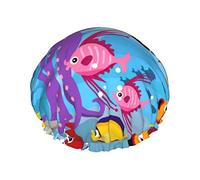 Creature sottomarine colorate dei cartoni animati Riutilizzabile Impermeabile Lavabile Regolabile Adatto a donne Tutte le lunghezze di capelli Cuffia da doccia