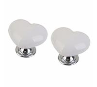 Creatwls 2pcs Carina Manopola In Ceramica Di Foro Singolo,Maniglia Per Mobili Pulsante Cuore, Armadio Portellone Cassetto Maniglia (Bianco)
