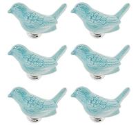Creatwls Blu Creativo Dell'armadio Ceramica Maniglia,Uccello Design-Pomello Maniglie per Cassetti Armadio Casa Hardware - 6pcs