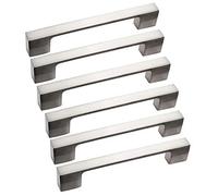 Creatwls Maniglia della Mobilia Nichel Spazzolato, Maniglie Manopole Cassettiera Maniglie Armadio da Cucina Guardaroba Maniglia Cassetto Maniglia, Confezione da 6