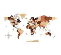 Creawoo 3D Mappa del Mondo in Legno da Parete Decorazione, multistrato mappamondo in legno decorazione da parete arte per casa, ufficio, camera, idea regalo per ogni occasione-200x114cm