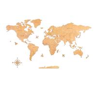 Creawoo Mappa del Mondo in Legno da Parete Decorazione, Natura Mappamondo in Legno Parete Puzzle Arte per Soggiorno, Ufficio, Camera Decorazione 150x85CM
