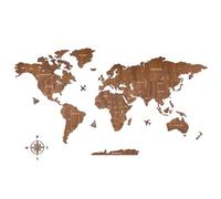 Creawoo Mappa del Mondo in Legno da Parete Decorazione, Noce Mappamondo in Legno Parete Puzzle Arte per Soggiorno, Ufficio, Camera Decorazione -100x57 CM