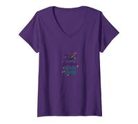 Creazione di magia di Secondo Grado Maglietta con Collo a V, Donna, Viola, XL