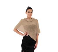 creazioni unique Poncho Coprispalle da Donna Elegante da Cerimonia o Sera - Poncho Donna Estivo e Primaverile in Rete di Viscosa Termica Profumato con Essenza di Fiore di Ciliegio(Sabbia)