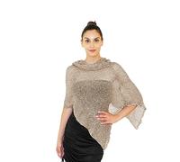 creazioni unique Poncho Coprispalle da Donna Elegante da Cerimonia o Sera - Poncho Donna Estivo e Primaverile in Rete di Viscosa Termica Profumato con Essenza di Fiore di Ciliegio(Sabbia Argento)