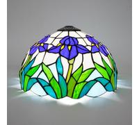 Crécobo Paralume Tiffany 12 pollici paralume in vetro colorato blu iride di ricambio fatto a mano adatto per lampada da tavolo lampadario lampadario e altre decorazioni per la casa retrò stile