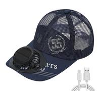 Credelin Cappello da baseball da uomo a tesa larga, con ventola ricaricabile, regolabile a 3 velocità, per pesca, spiaggia, Blu navy, M/L
