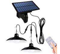 Credelin Luci a sospensione a energia solare, per esterni e interni, gazebo con telecomando, impermeabile, per casa, fienile, veranda, giardino, patio (doppia lampada)