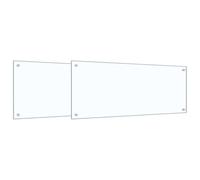 Crédence de Cuisine - 2 pezzi, trasparente, 100 x 40 cm, in vetro temperato | Backsplash da parete, vetro temperato 240 gradi, 4 fori preforati, pulizia panno umido, design minimalista