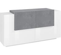 Credenza 2+2 Ante Battenti 160x86x45 cm New Coro Bianco Lucido e Ardesia