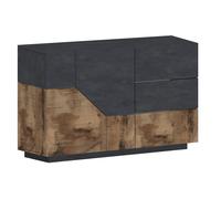 Credenza 2 Ante + 3 Cassetti 140x43x86 cm Alien Ardesia e Acero Pereira