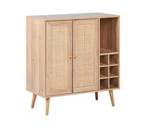 Credenza 2 ante in rattan legno chiaro con ripiano per bottiglie Paget