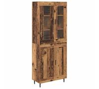 Credenza 2 pcs Legno vecchio Legno Stratificato e Vetro