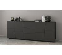 Credenza 4 Ante 3 Cassetti 220x44x86 cm Pongo 4A 3C Grigio Antracite Opaco