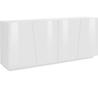 Credenza 4 Ante Battenti 200x43x86 cm Vega Bianco Lucido