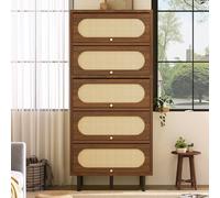 Credenza, 5 ante, gambe in metallo, molto spazio, 80 x 40 x 163 cm, noce