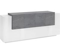 Credenza 7 Ante 200x45x86 cm New Coro Bianco Lucido e Ardesia