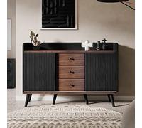 Credenza 80 x 117,5 x 40 cm, con tre cassetti, con venature squisite, cassettiera per camera da letto e soggiorno, moderna credenza color legno con ripiani (nero, 117,5 x 40 x 80 cm)